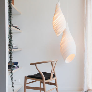 White Nest pendant cluster in a styled room, from the Graypants Scraplights collection gallery
