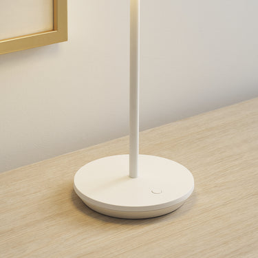 Modern Matte White Nevis Accent Lamp: Wireless, Dimmable Table Lamp for Modern Interiors