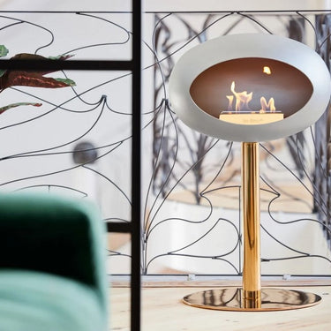 Dome Nickel Ground Steel Low Fireplace by LE FEU
