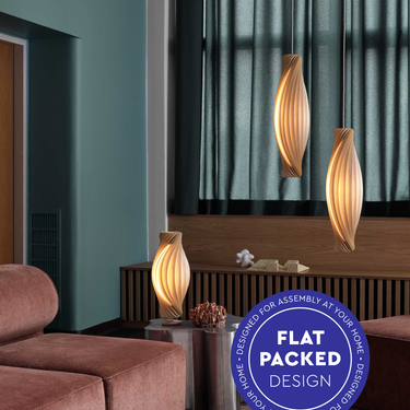In a living room, with the flat-pack badge | No.111 Pendant by Tom Rossau