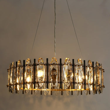 Dimmable Crystal Drum Chandelier with Warm Lighting 