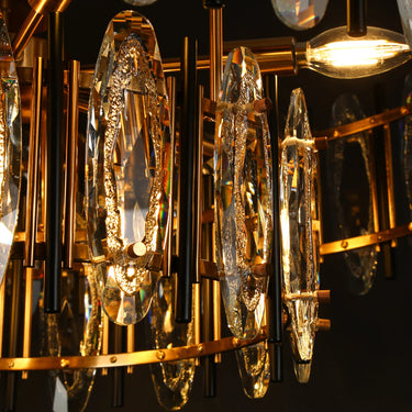 Noctiflorous Double Tiered Delight Crystal Chandelier: 32-inch, 10-Light, Brass