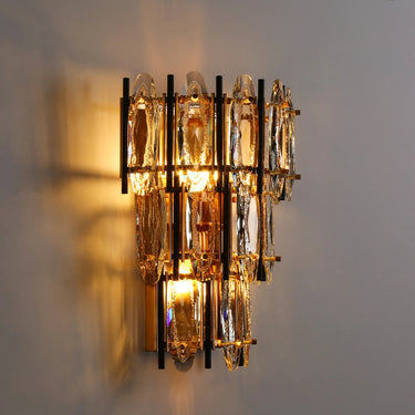 Black and Gold Wall Sconce with Sparkling Crystals
