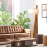 Nova of California Obelisk Floor Lamp Natural Ash Wood White Cotton Linen Shade