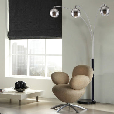 Nova Orson 3-Light Arc Floor Lamp with Smoky Mirrored Globes, photo 3
