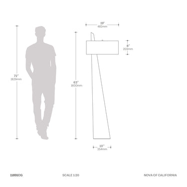 Nova of California Obelisk Floor Lamp 63 Chestnut Wood Linen Shade