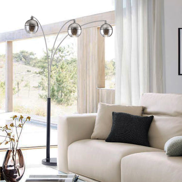 Nova Orson 3-Light Arc Floor Lamp with Smoky Mirrored Globes, photo 2