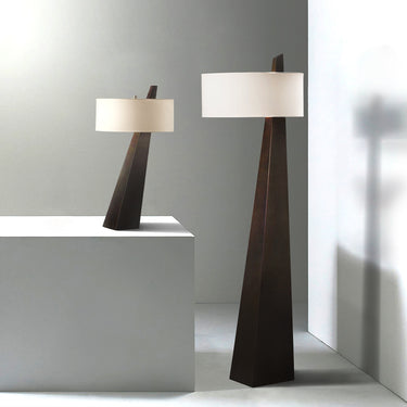Nova of California Obelisk Floor Lamp 63 Chestnut Wood Linen Shade
