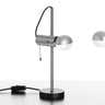 Agnoli table lamp in satin nickel with a matt black base and pull chain
