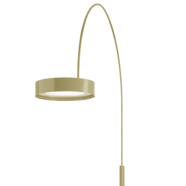 Oluce Berlin-Out arched floor lamp in ivory shown full height on a white background