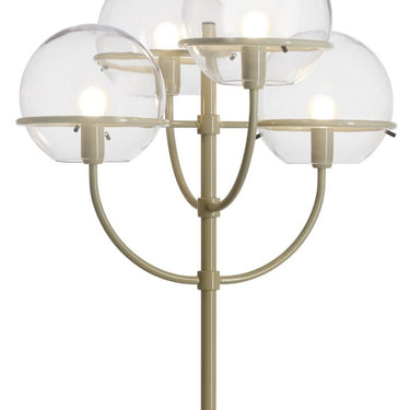 Close-up of the Oluce Lyndon 351 candelabra globes in ivory