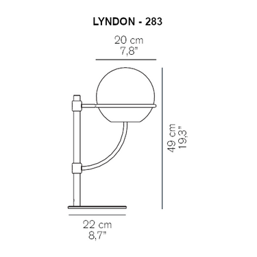 Dimension drawing of the Lyndon outdoor table lamp by Oluce