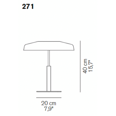 Dimension drawing of the Dora table lamp by Oluce