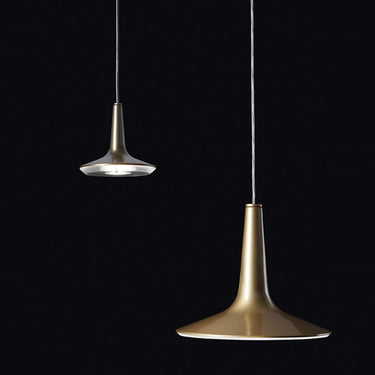 Close-up of the Kin large pendant's glowing methacrylate disc