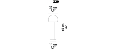Dimension drawing of the Oluce Otto 329 outdoor floor lamp