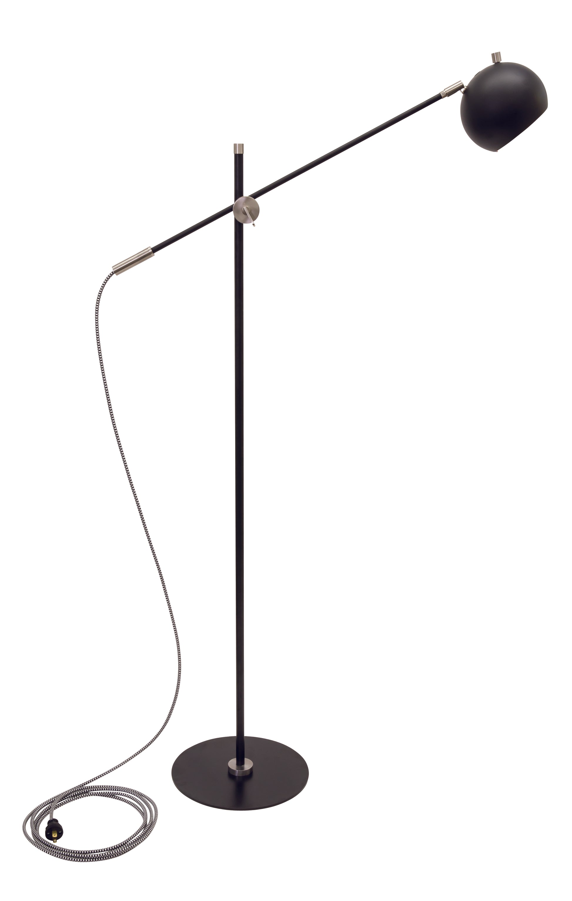 House of Troy Orwell LED Counterbalance Floor Lamp in Black with Satin Nickel Accents OR700-BLKSN