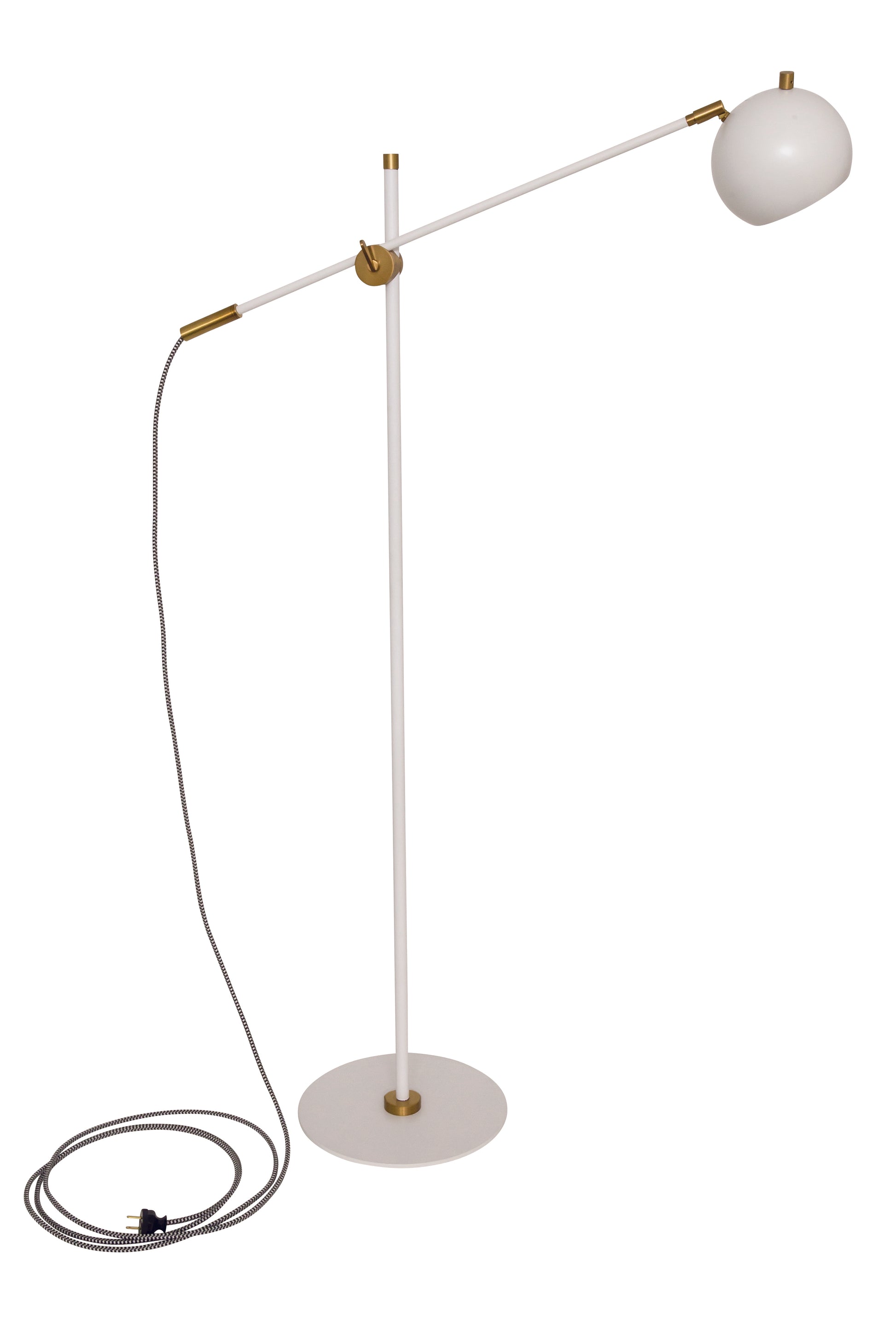 House of Troy Orwell LED Counterbalance Floor Lamp in White with Weathered Brass Accents OR700-WTWB