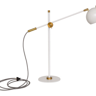 House of Troy Orwell LED Counterbalance Table Lamps in White with Weathered Brass Accents