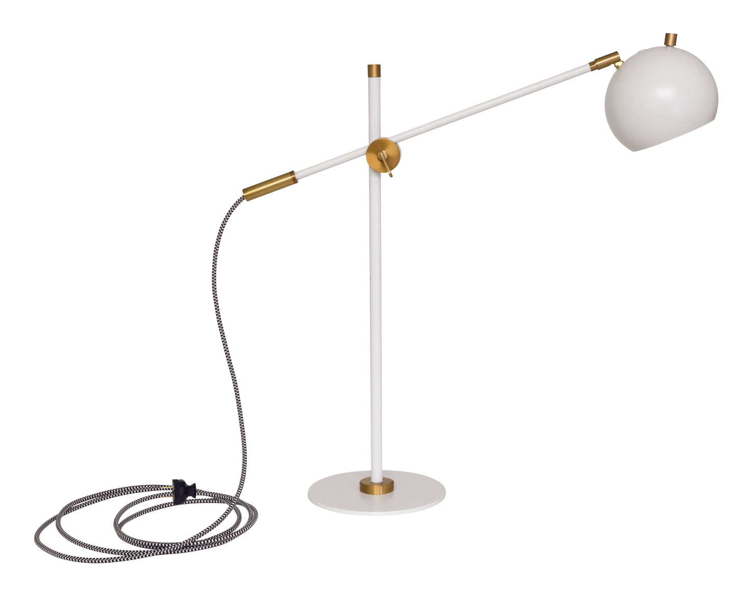 House of Troy Orwell LED Counterbalance Table Lamp in White with Weathered Brass Accents OR750-WTWB