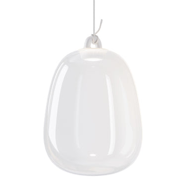 Oblò LED pendant light with rainbow-finish Pyrex glass for modern dining rooms, kitchens and hotel interiors