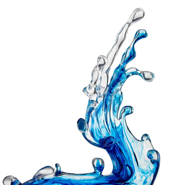Finesse Decor Ocean Blue Cortes Bay Wave Floor Sculpture with Black Stand, 57" Tall