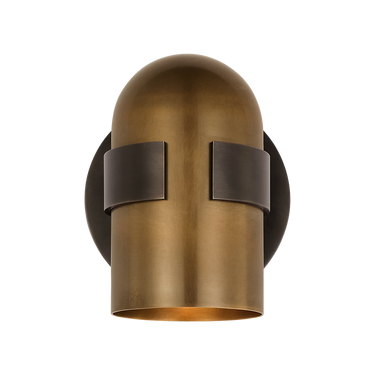 Octavia small wall sconce in blackened bronze and bright worn brass