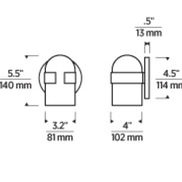 Modern bathroom wall sconce with warm 2700K LED illumination line drawing