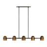 Octavia 62-inch natural brass linear LED chandelier with crystal diffuser for modern dining rooms