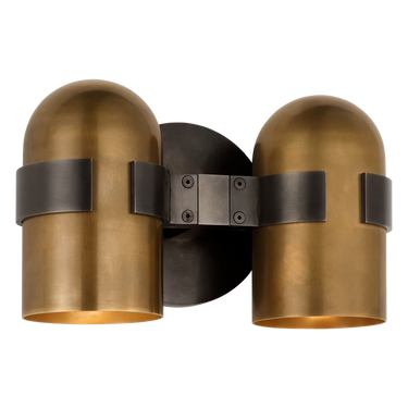 Visual Comfort Octavia dimmable integrated LED wall light in natural brass finish