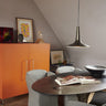 Oluce Kin large pendant light, studio shot of the flared cast aluminium body