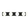 Modern brass 4-light vanity light with frosted globe glass for upscale residential bathrooms in matte black