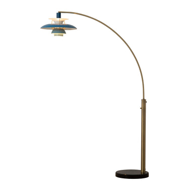 Nova of California Palm Springs Arc Floor Lamp 83 Weathered Brass Blue Tonal Shades