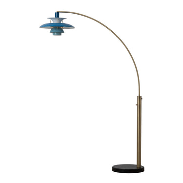 Nova of California Palm Springs Arc Floor Lamp 83 Weathered Brass Blue Tonal Shades