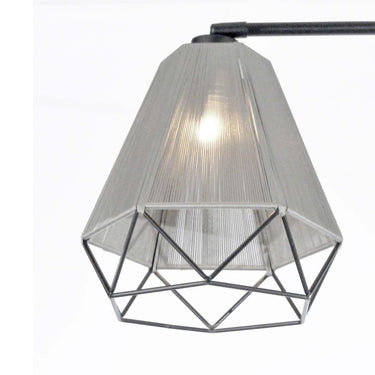 Nova of California Polygon 3 Light Arc Floor Lamp 88 Brushed Nickel Matte Black Hand Knotted String Shade