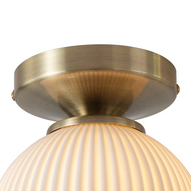 Nova of California Petaluma Bone Porcelain Semi Flush Mount Ceiling Light Weathered Brass