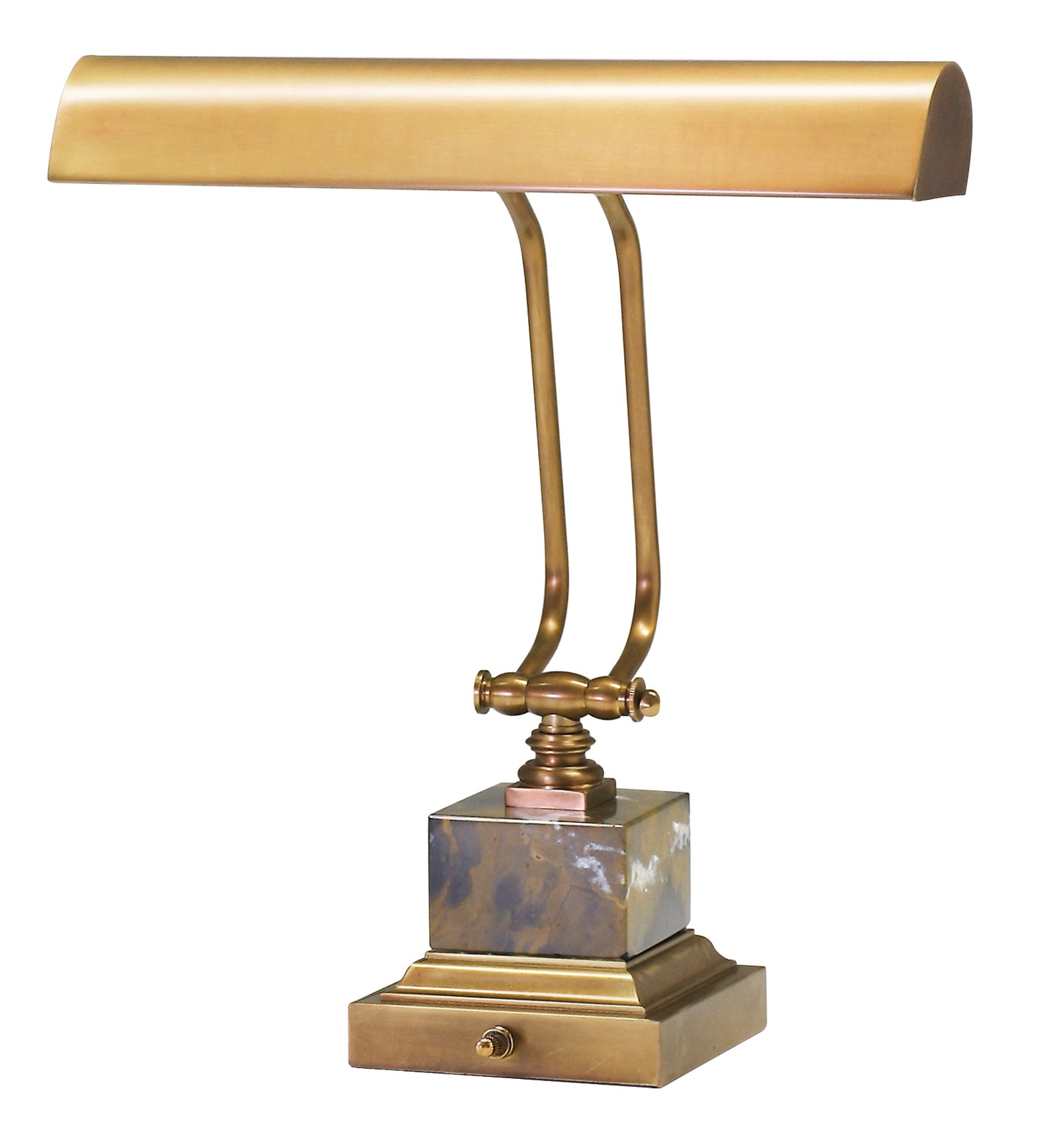 House of Troy Desk/Piano Lamp 14" Weathered Brass with Black and Tan Marble P14-280-WB