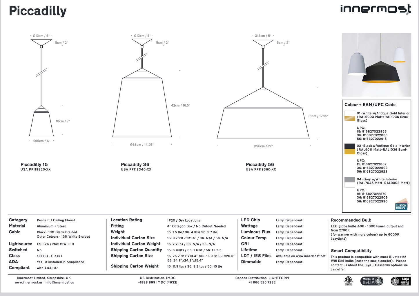 Innermost Piccadilly Suspension Lamp