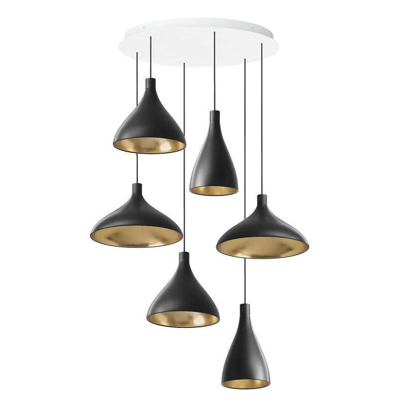 Swell 6-Light LED Chandelier  Black Brass | Pablo Designs 2