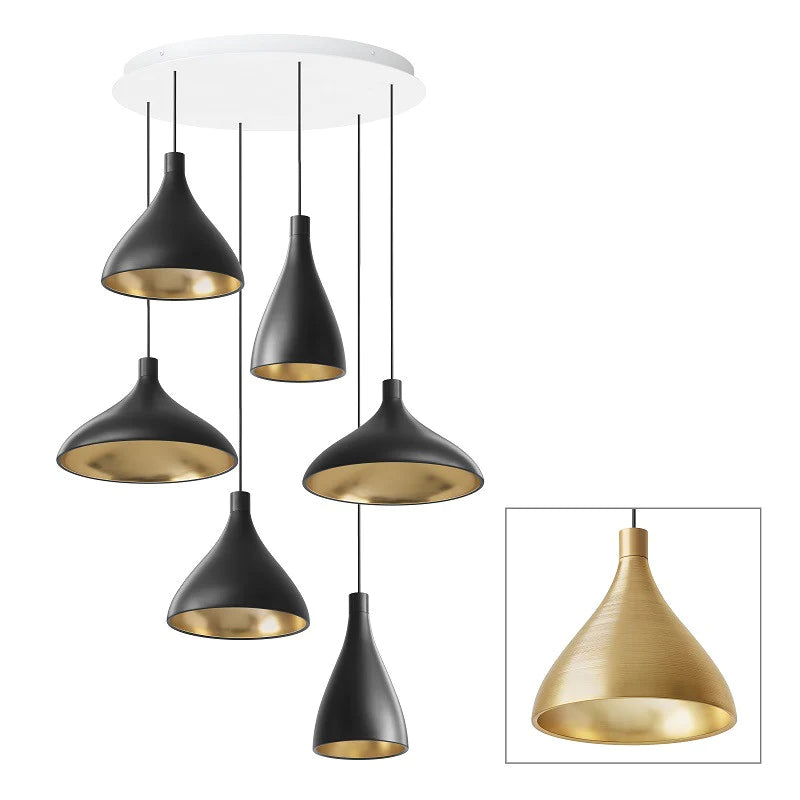 Swell 6-Light LED Chandelier Brass | Pablo Designs