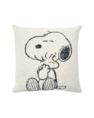 White & Black Peanuts Hug Cushion Cover by Maison Deux, photo 1