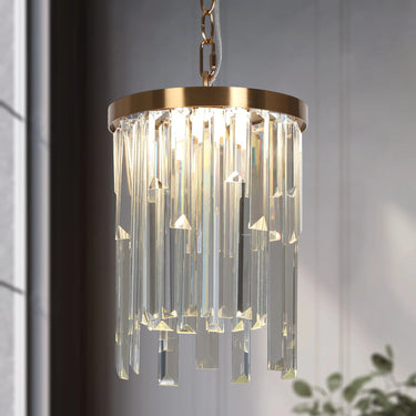 Energy-Efficient LED Pendant Light - Peludo 8" Brass Crystal Design