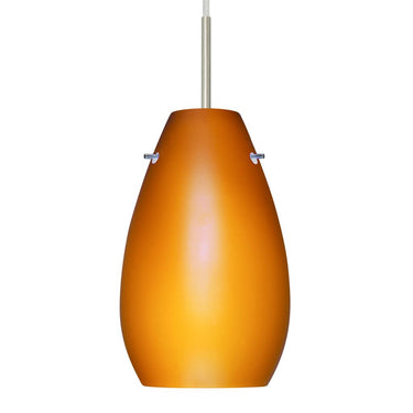 Amber Matte blown glass pendant by Besa Lighting with contemporary design for kitchen island and dining room lighting