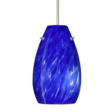 Modern Besa Pera 9 pendant featuring a Blue Cloud art glass shade with warm ambient illumination