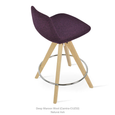 Pera Pyramid Wood Swivel Stool Fabric by SohoConcept - New