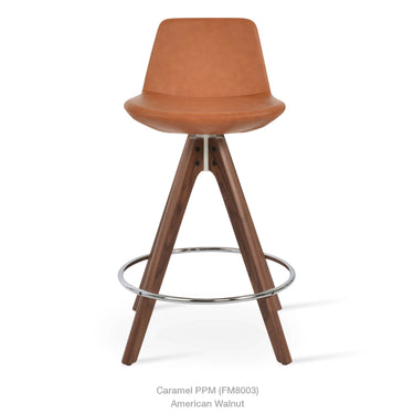 Pera Pyramid Wood Swivel Stool Leather by SohoConcept - New