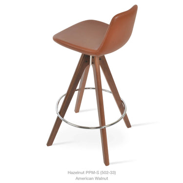 Pera Pyramid Wood Swivel Stool Leather by SohoConcept - New