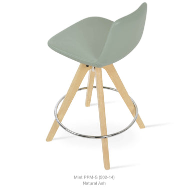Pera Pyramid Wood Swivel Stool Leather by SohoConcept - New