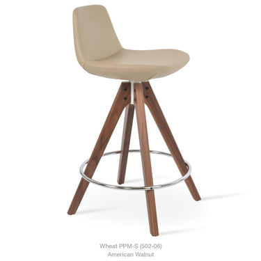 Pera Pyramid Wood Swivel Stool Leather by SohoConcept - New