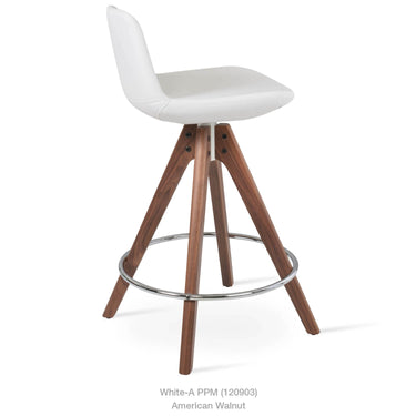 Pera Pyramid Wood Swivel Stool Leather by SohoConcept - New