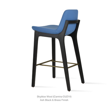 Pera Wood Handle Back Stool Fabric by SohoConcept - New